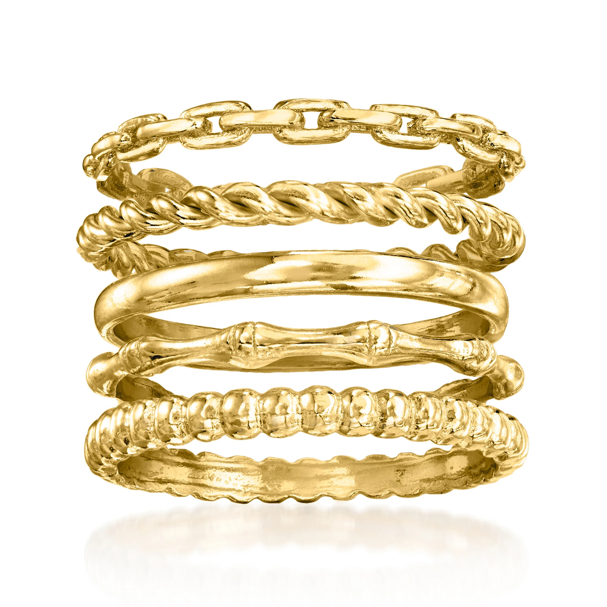 18kt Gold Over Sterling Jewelry Set: Five Stackable Rings | Ross-Simons