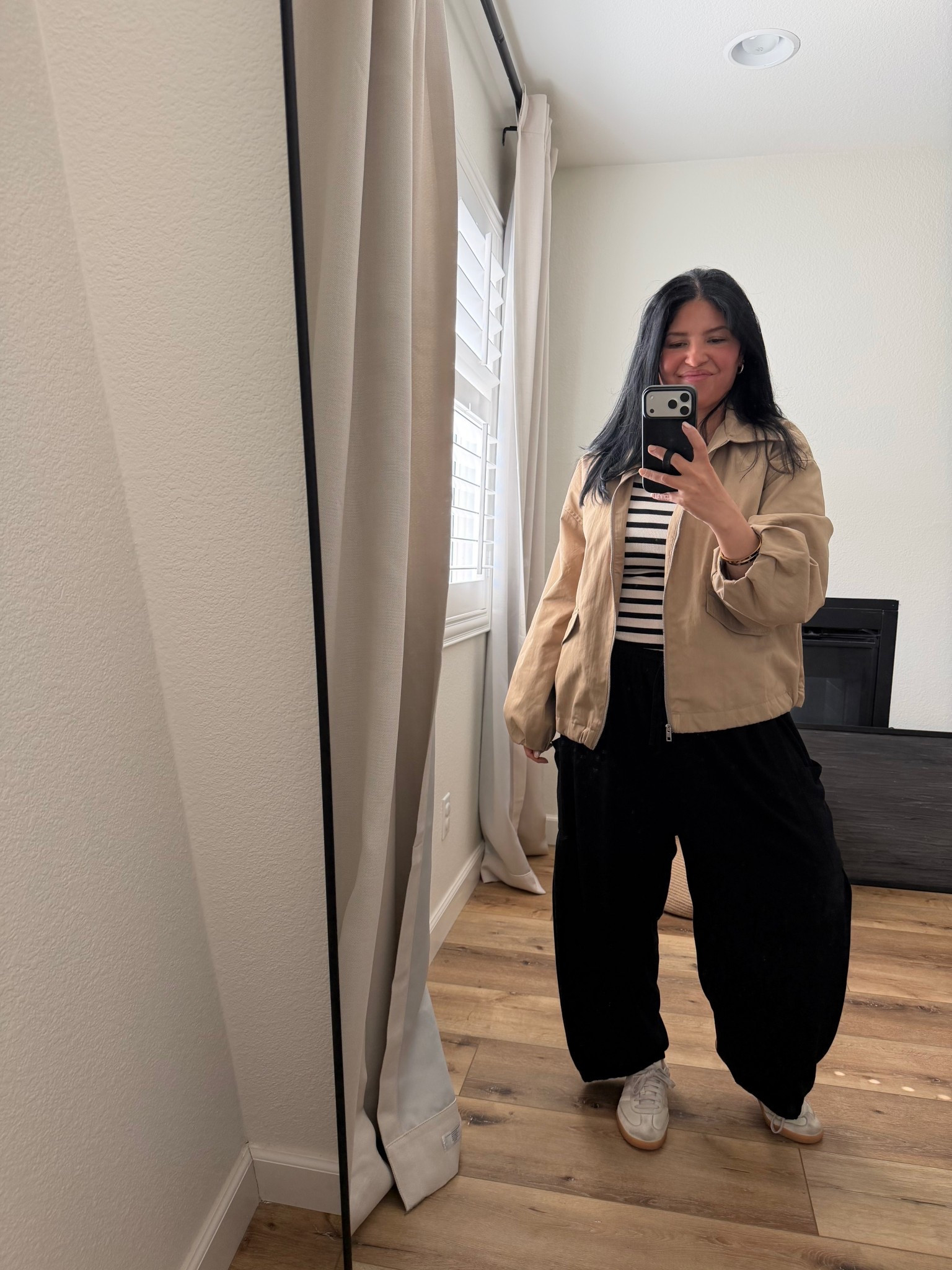 here’s another way I would wear these pants if I was going for a baggy fit day.

Large  in the jacket for an over sized fit 

Large in the top

Large in the pants but I could of done a medium. If in between sizes, size down. 

#LTKmomlife #LTKSaleAlert #LTKootd