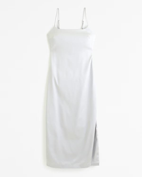 Stretch Satin Column Midi Dress | Abercrombie & Fitch (US)
