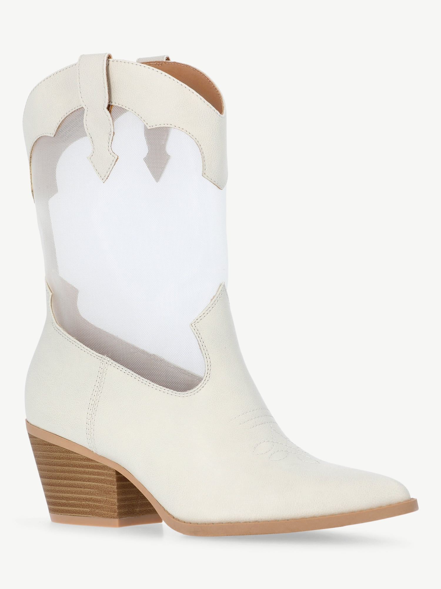 No Boundaries Women's Sheer Mesh Western Boots | Walmart (US)