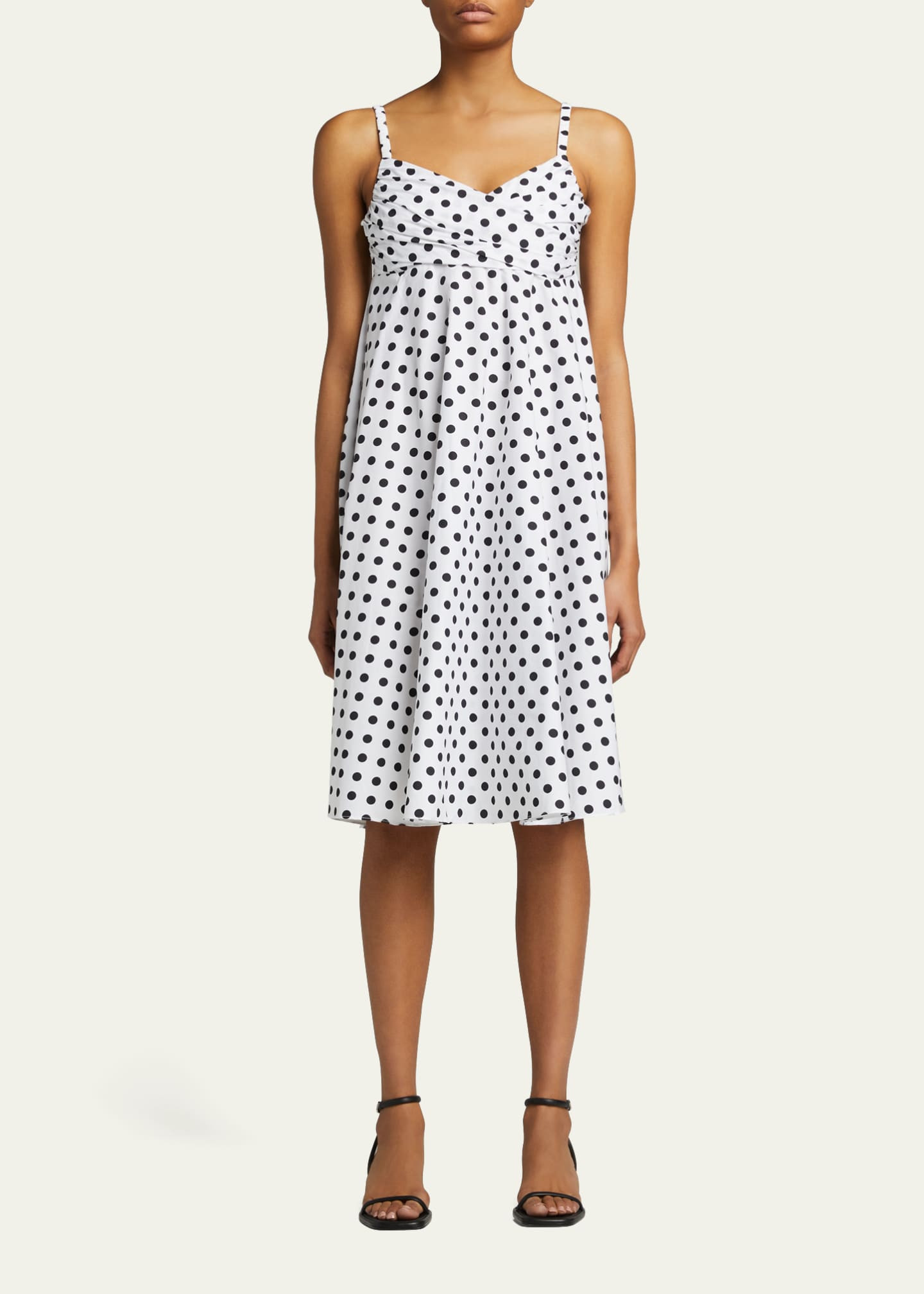 Caroline Constas Pheobe Empire Polka-Dot Midi Dress | Bergdorf Goodman