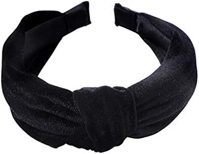 1Pcs Velvet Headbands for Women,Wide Headbands Knot Turban Headband Vintage Hairband Elastic Hair Ho | Amazon (US)