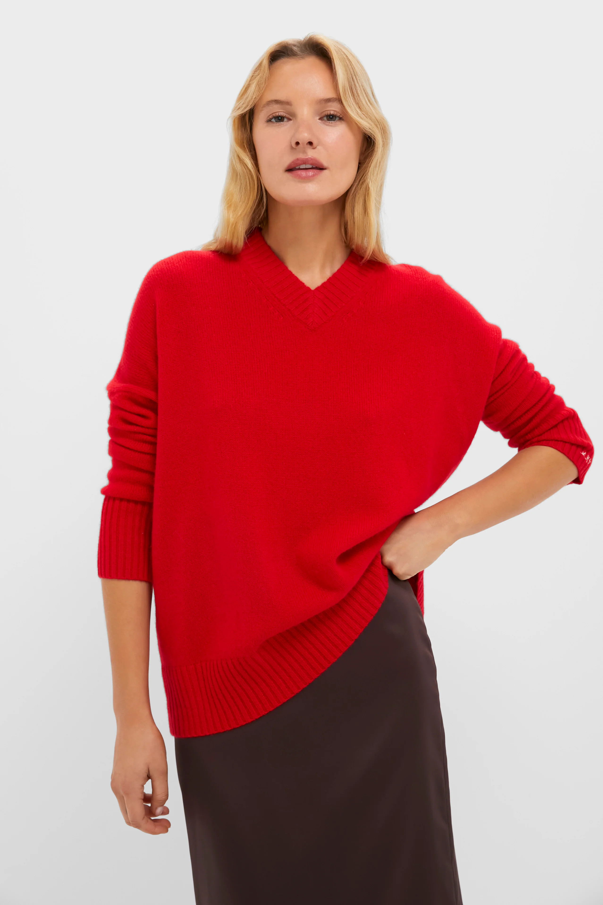 Martin Red Cashmere Cassie V-Neck Cashmere Sweater | Tuckernuck (US)