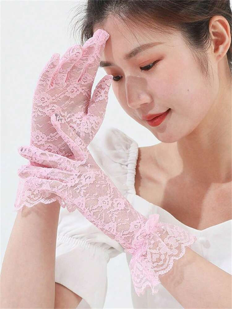 1 Pair Of White Lace Gloves For Women, Suitable For Parties, Weddings, Operas, Tea Parties. | SHEIN