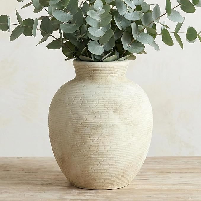 Ceramic Flower Vase Home Decor - 7.4 Inch Vintage Ceramic Vase Large Vases for Decor Living Room ... | Amazon (US)
