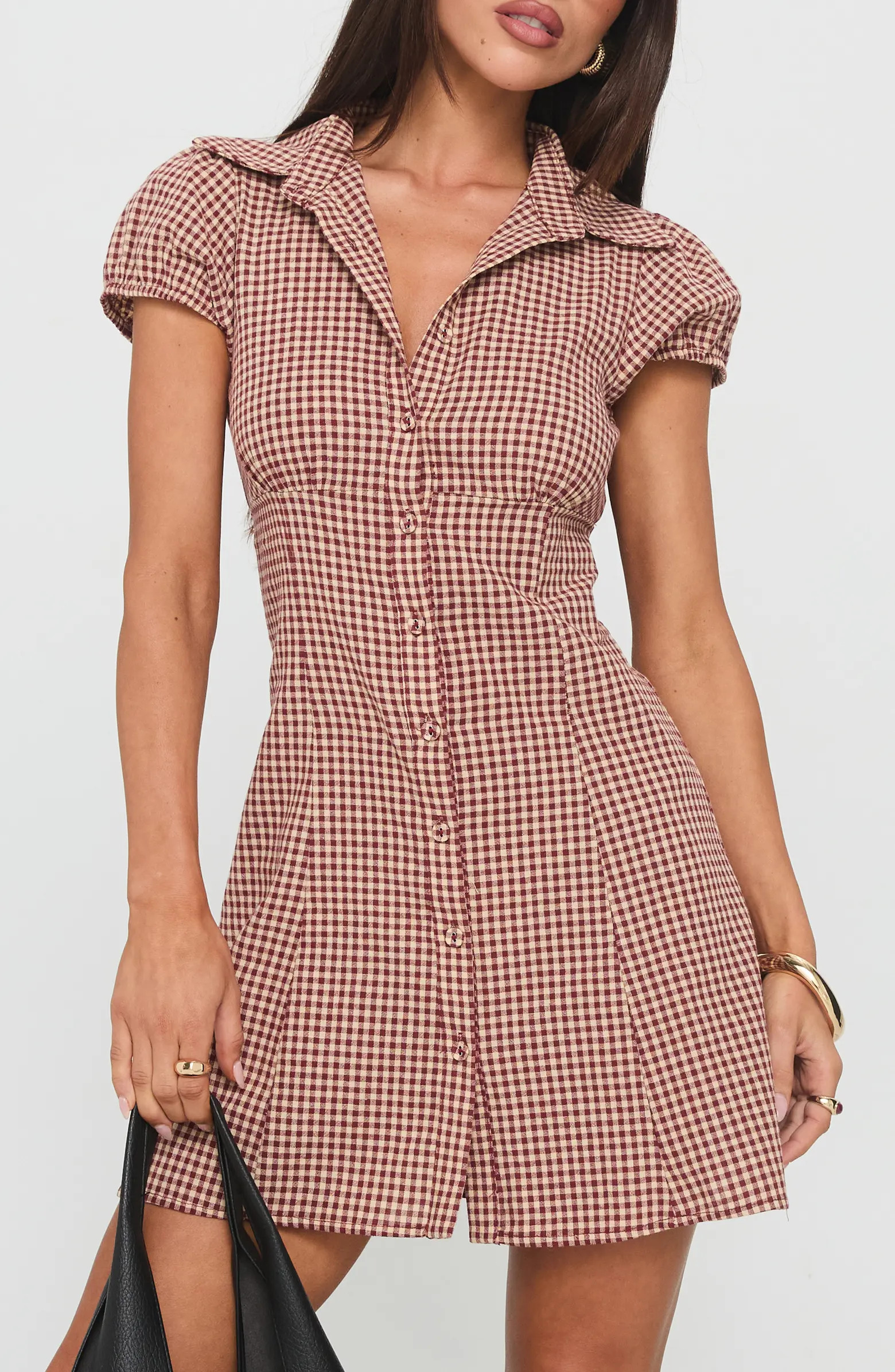 Kavira Gingham Cotton Mini Shirtdress | Nordstrom