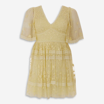 Yellow Sweetheart Lace Mini Dress | TK Maxx