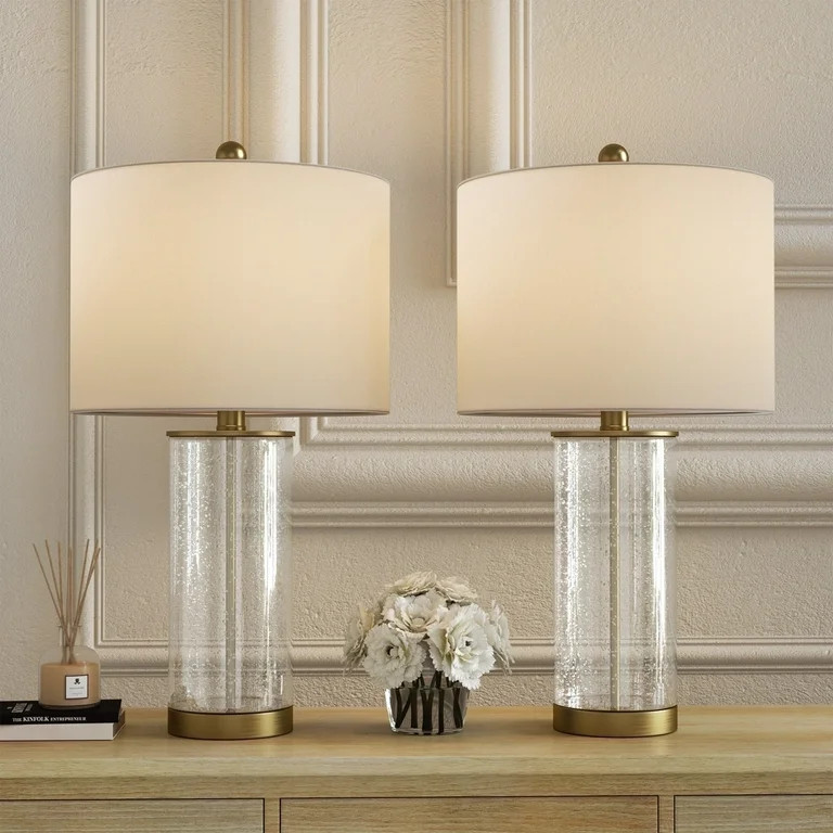 Maxax Bubble Glass Table Lamps for Living Room Set of 2,  23"  Modern Gold Bedside Nightstand Lam... | Walmart (US)