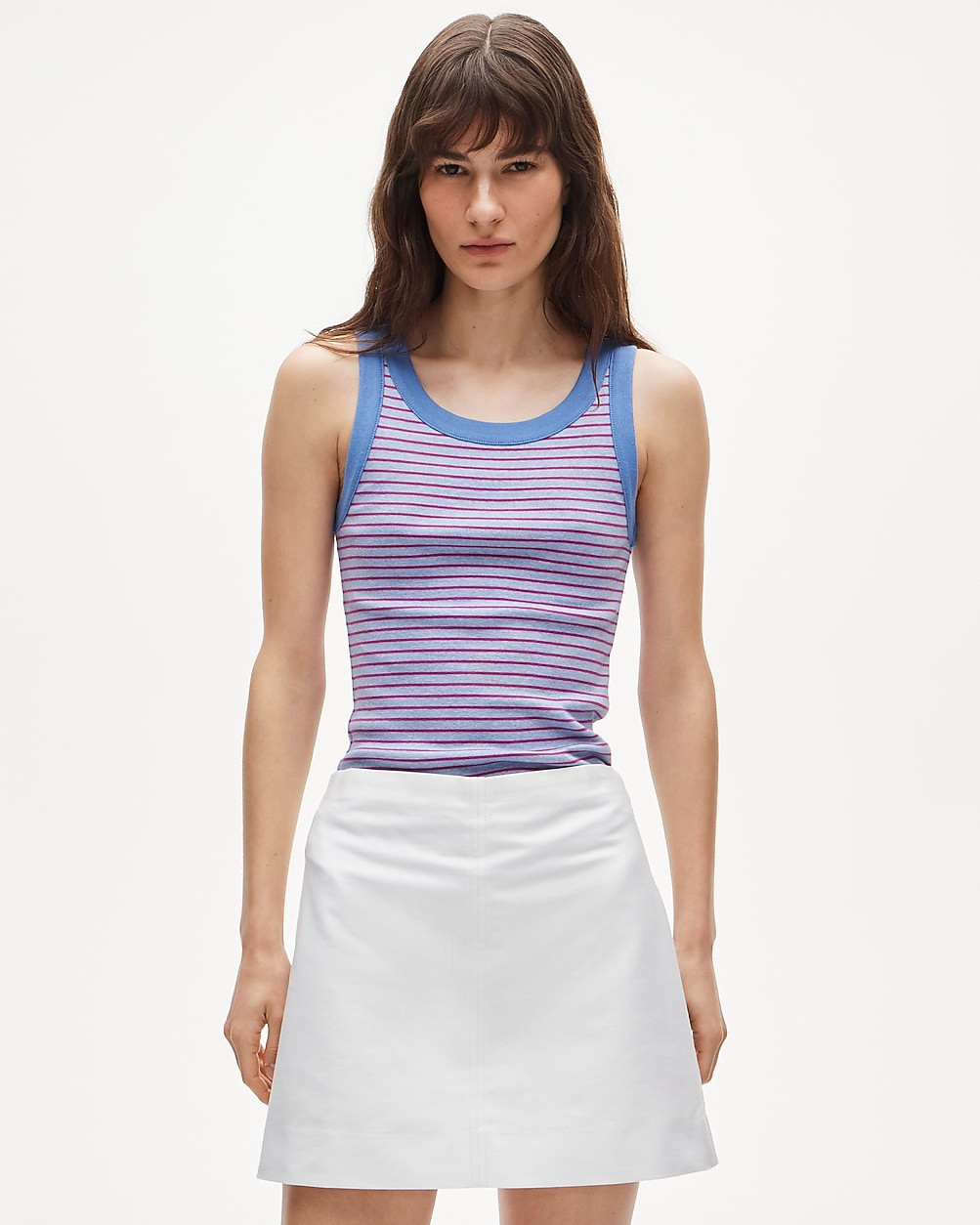 New perfect-fit high-neck tank top in stripe | J. Crew US