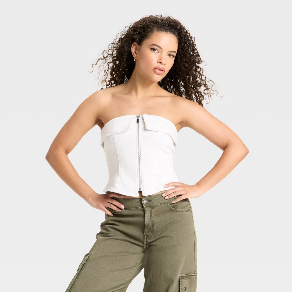 Women's Zip-Front Denim Tube Top - Wild Fable™ | Target