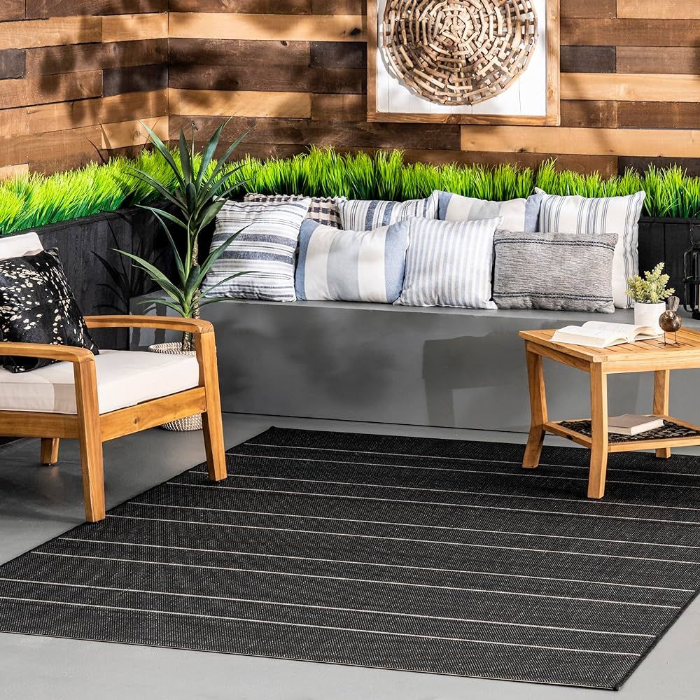 nuLOOM Alaina Indoor/Outdoor Striped Area Rug, 3x5, Black | Amazon (US)