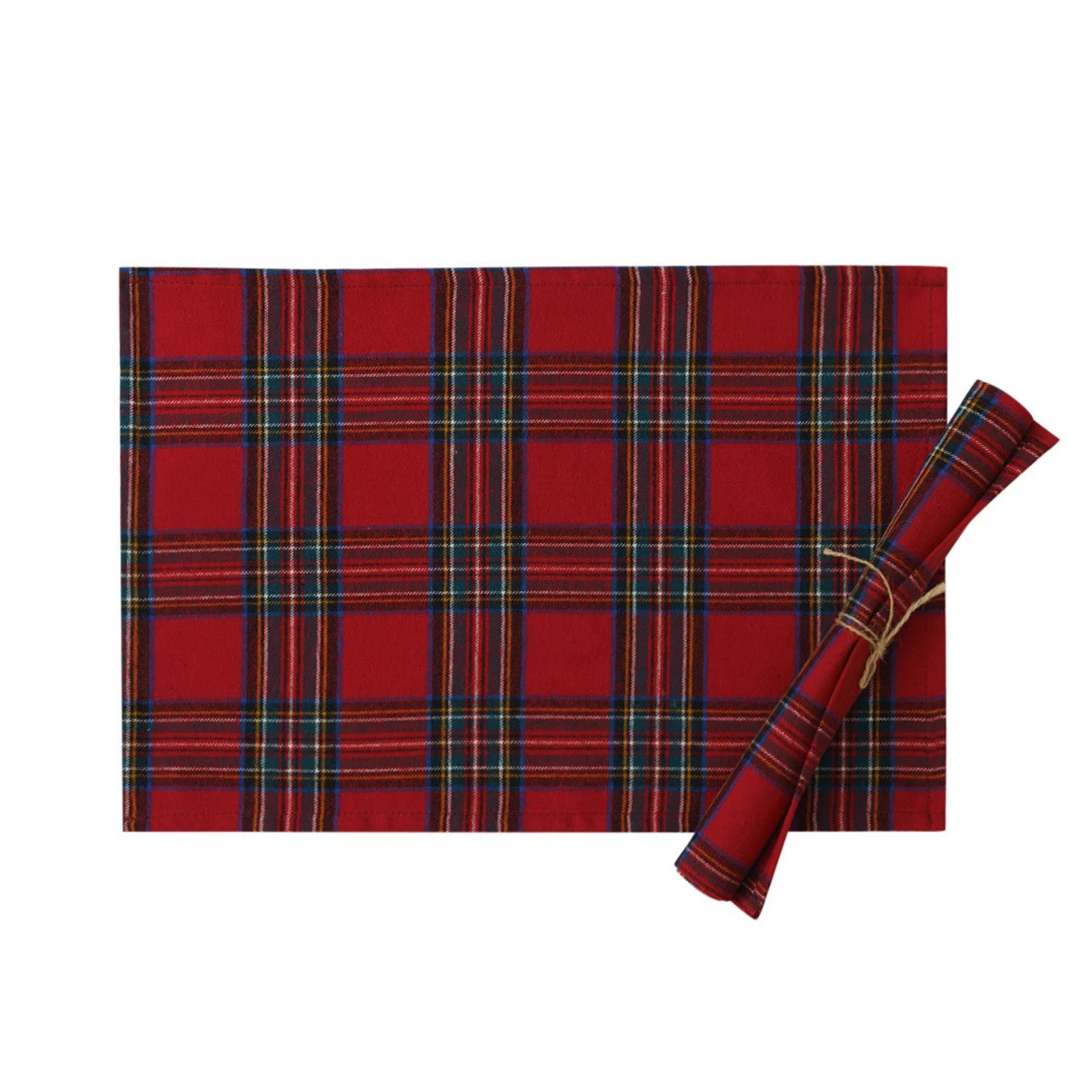 A Red Plaid Christmas Table Placemats Set Of 4 Cloth Fabric Insulation Mats For Dining Table Kitc... | Walmart (US)