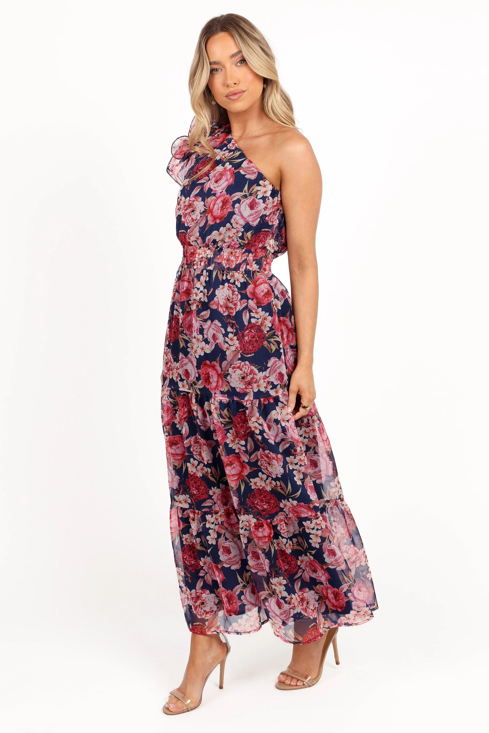 Layley One Shoulder Maxi Dress - Navy Floral | Petal & Pup (US)