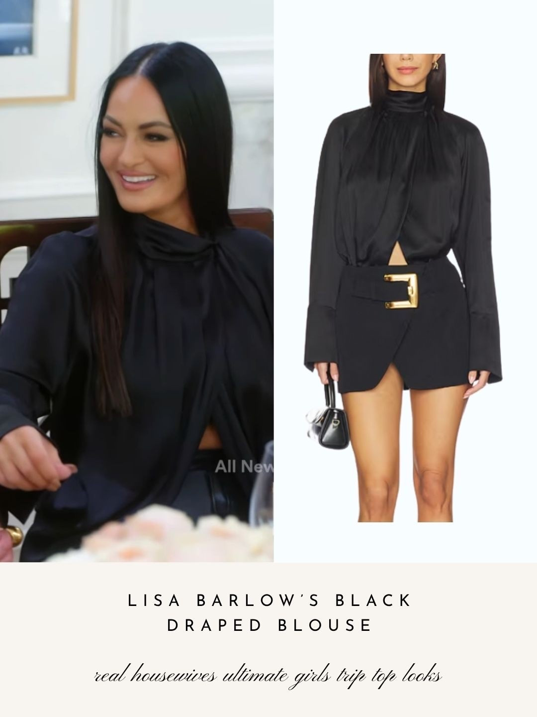 Lisa Barlow’s Black Draped Blouse