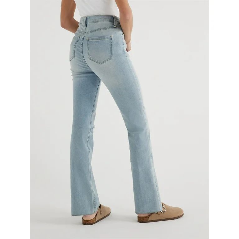 Time and Tru Women's Mid Rise Bootcut Jeans with Raw Hem, 32" Inseam, Sizes 2-20 | Walmart (US)