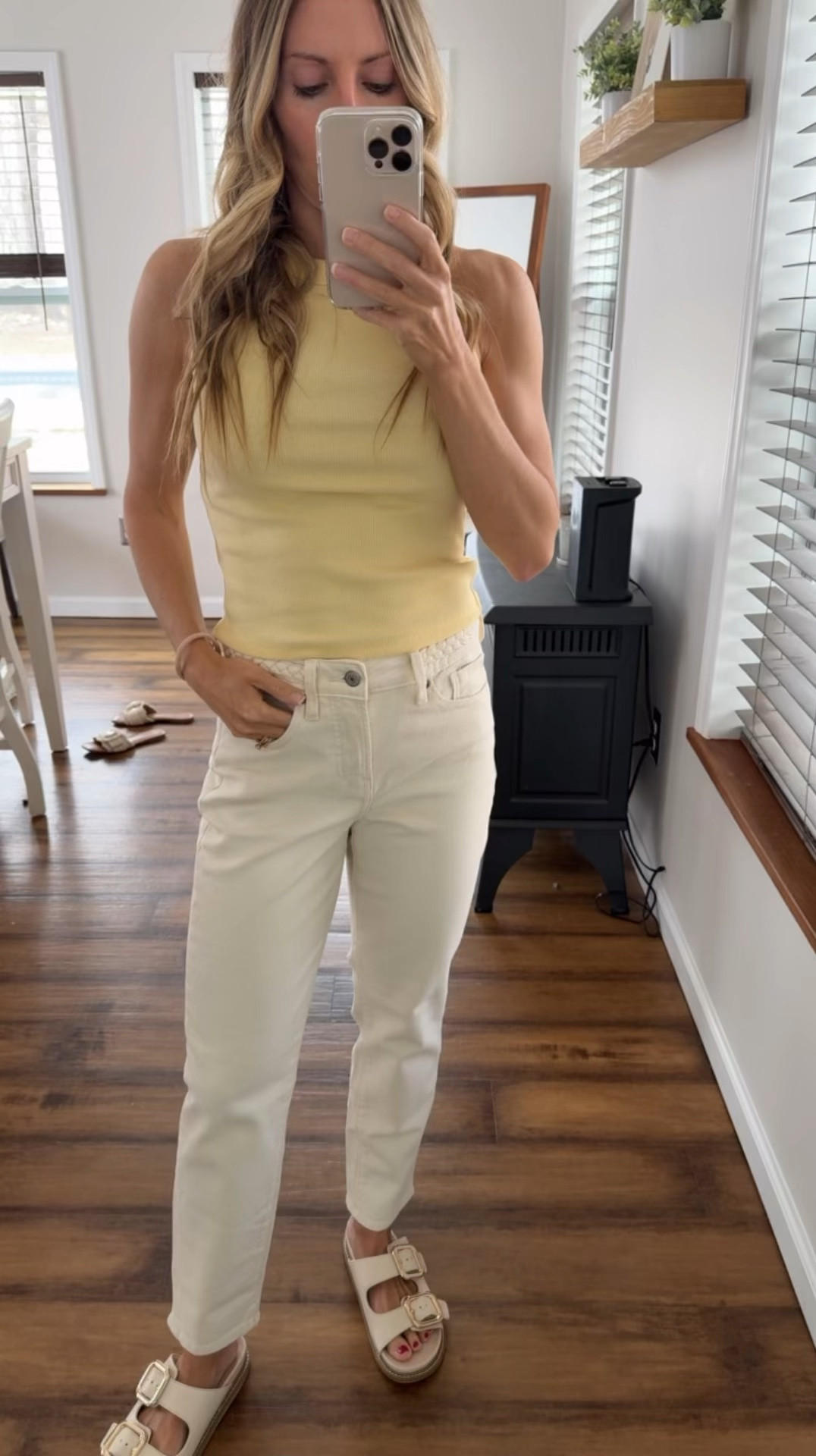 Old navy jeans , old navy outfits , casual spring outfits , wearing my true size 0, beige jeans , tank top 

#LTKWatchNow #LTKSeasonal #LTKPetite