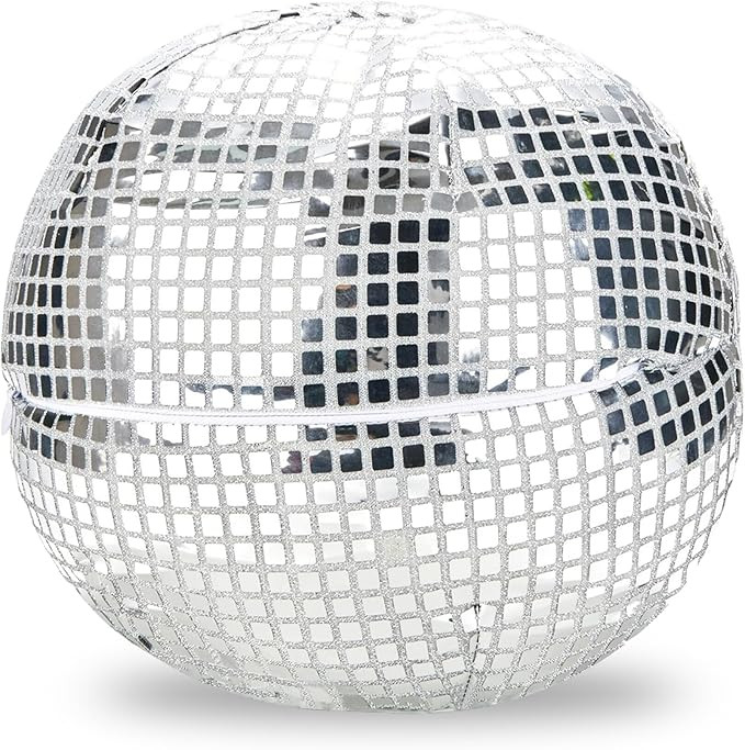 Disco Ball Decor - Round Shaped Disco Ball Throw Pillow, Silver Decorative Retro Throw Pillow wit... | Amazon (US)
