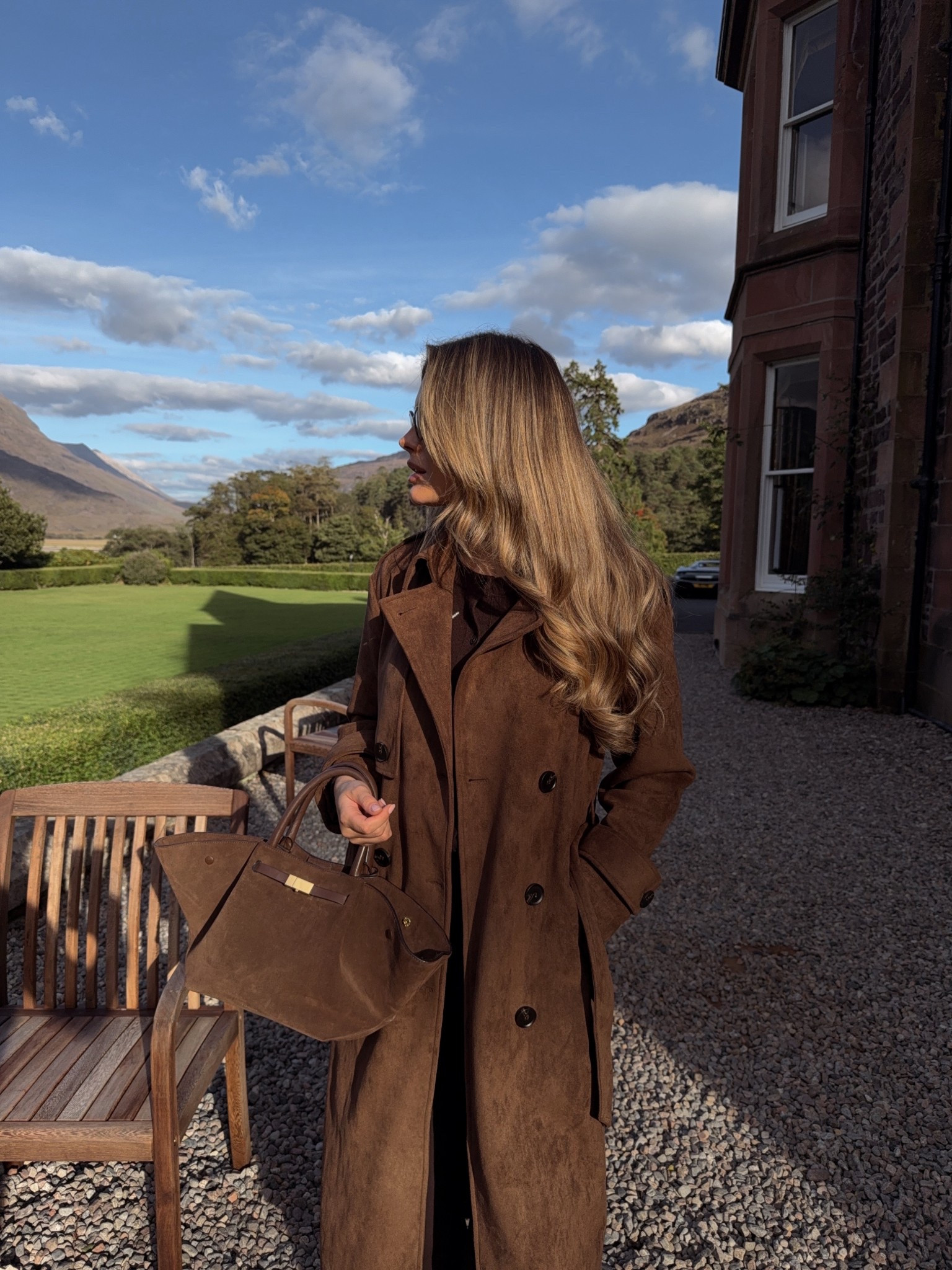 Suede trench coat, suede bag 

#LTKwinter #LTKautumn #LTKuk