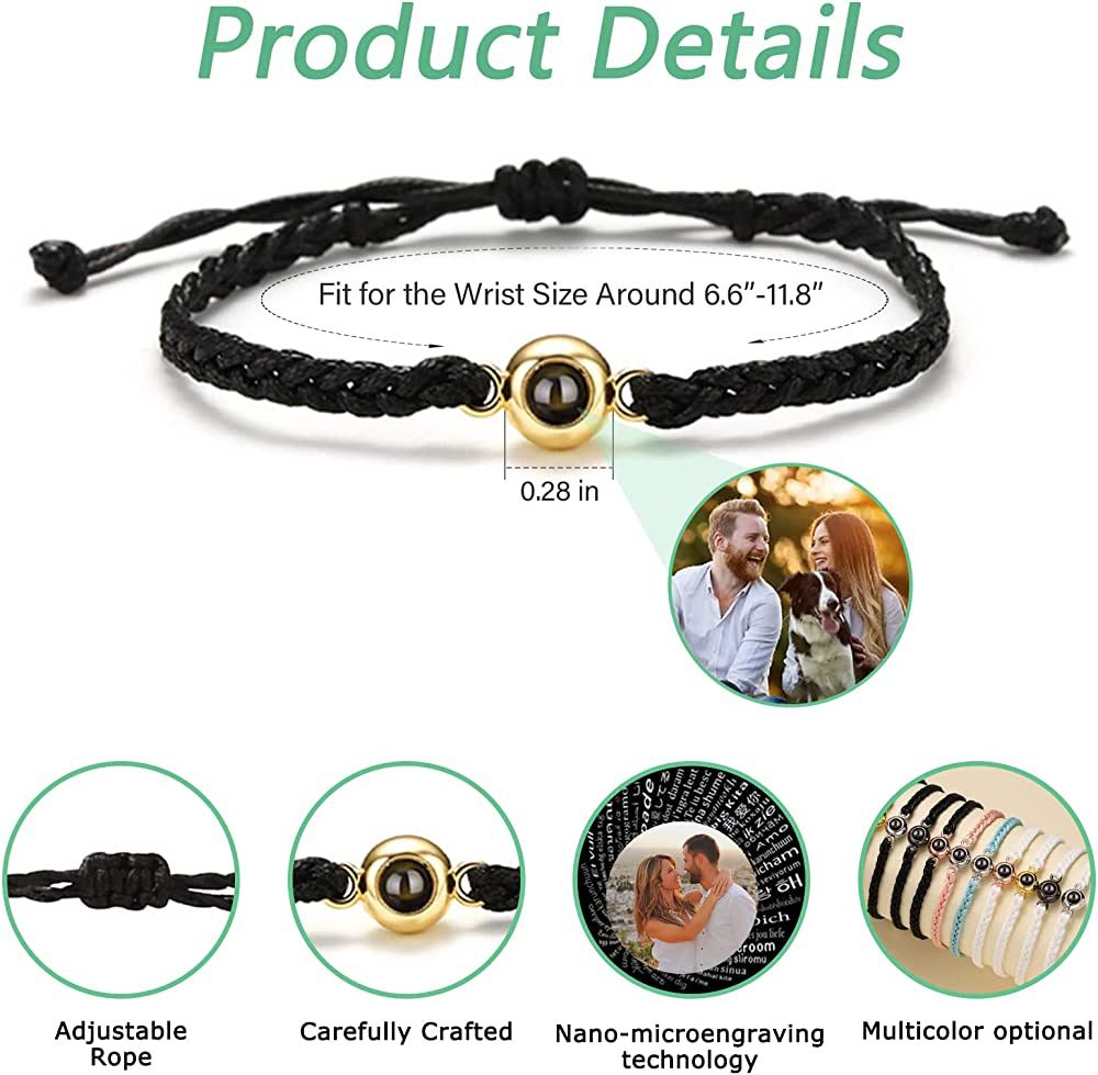 Custom Bracelets with Picture Inside - Personalized Projection Bracelets with Photos,DIY Braided ... | Amazon (US)