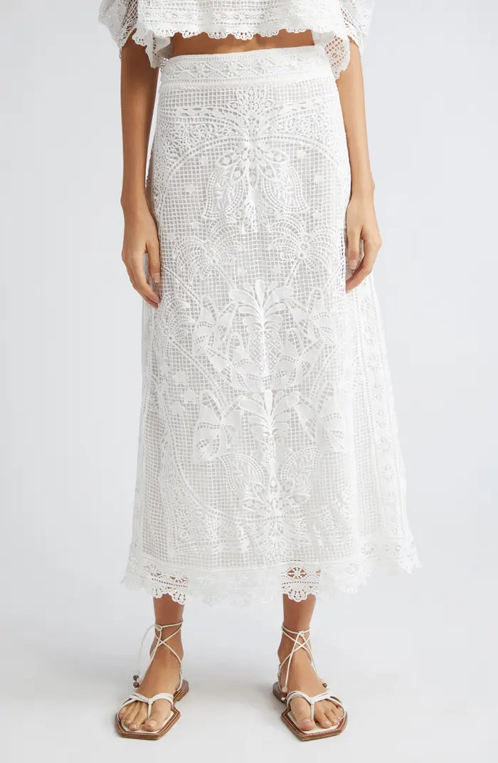 FARM Rio Guipure Lace Midi Skirt | Nordstrom | Nordstrom