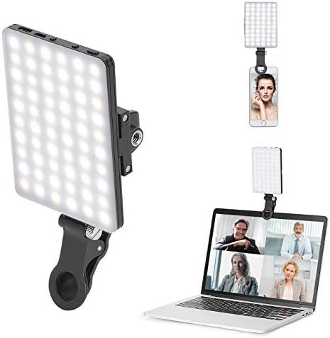 Newmowa 60 LED High Power Rechargeable Clip Fill Video Light with Front & Back Clip, Adjusted 3 Ligh | Amazon (US)
