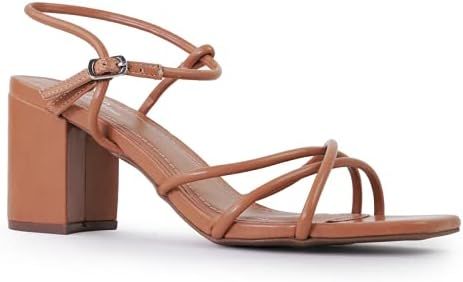 J. Adams Camila Sandals for Women - Square Open Toe Strappy Mid Block Heels | Amazon (US)
