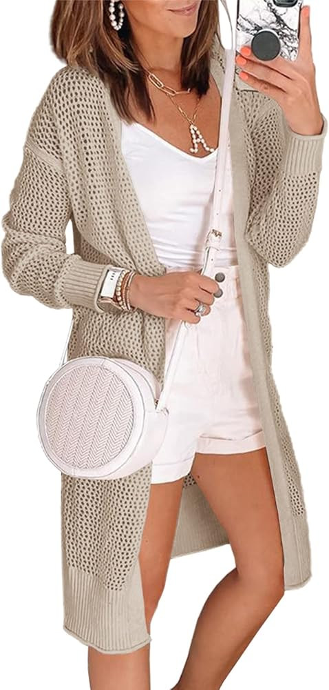 Misassy Womens Open Front Knit Sheer Cardigans Summer Boho Lightweight Long Sleeve Kimono Long Sw... | Amazon (US)