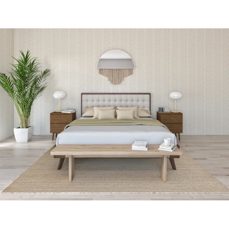 Abril Tufted Solid Wood and Upholstered Low Profile Platform Bed | Wayfair North America