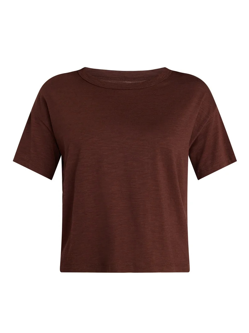 Time and Tru Women's Boxy Slub Tee with Short Sleeves, Sizes XS-XXXL | Walmart (US)