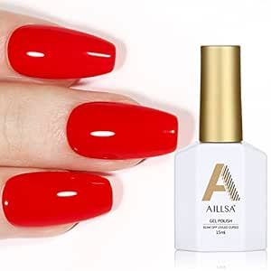 AILLSA Red Gel Nail Polish 15ml Red Gel Polish Long Lasting Red Nails Red Nail Polish Gel Quick D... | Amazon (US)