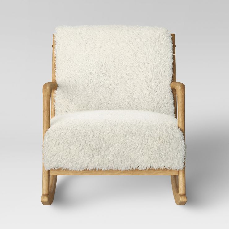 Esters Wood Armchair Faux Shearling White - Threshold™ | Target