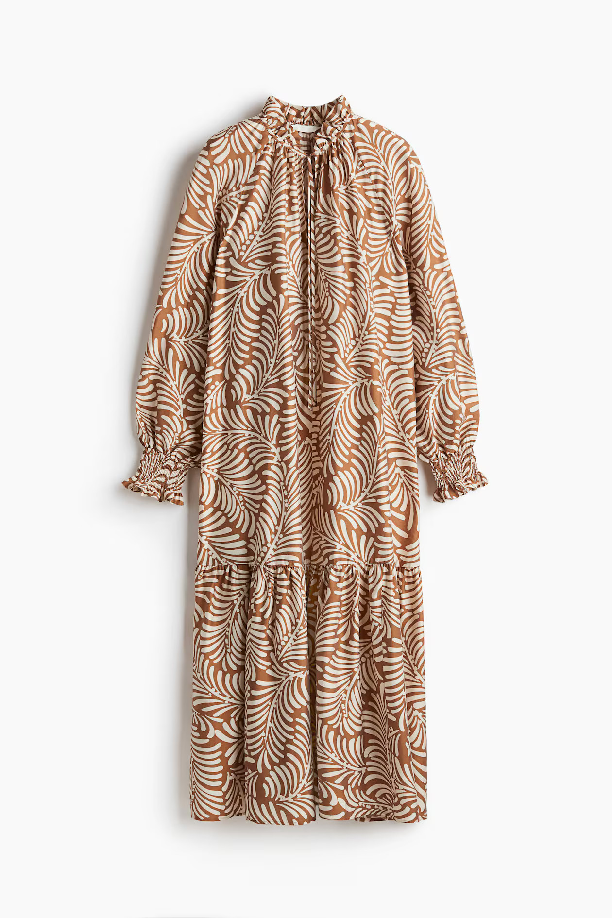 Frill-collar dress - Brown/Patterned - Ladies | H&M GB | H&M (UK, MY, IN, SG, PH, TW, HK)