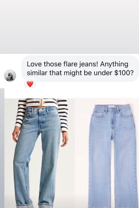 Cuffed flared jeans under $100
Cuffed jeans 
Love the fit! 
Abercrombie 

#LTKfindsunder100