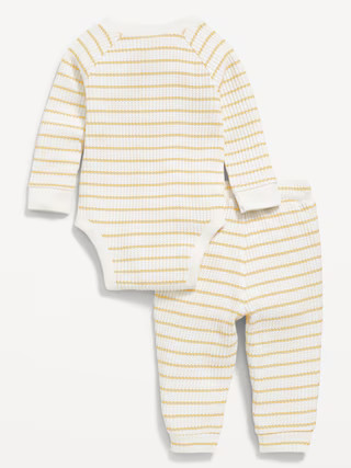 Long-Sleeve Thermal-Knit Henley Bodysuit and Pants Set for Baby | Old Navy (US)