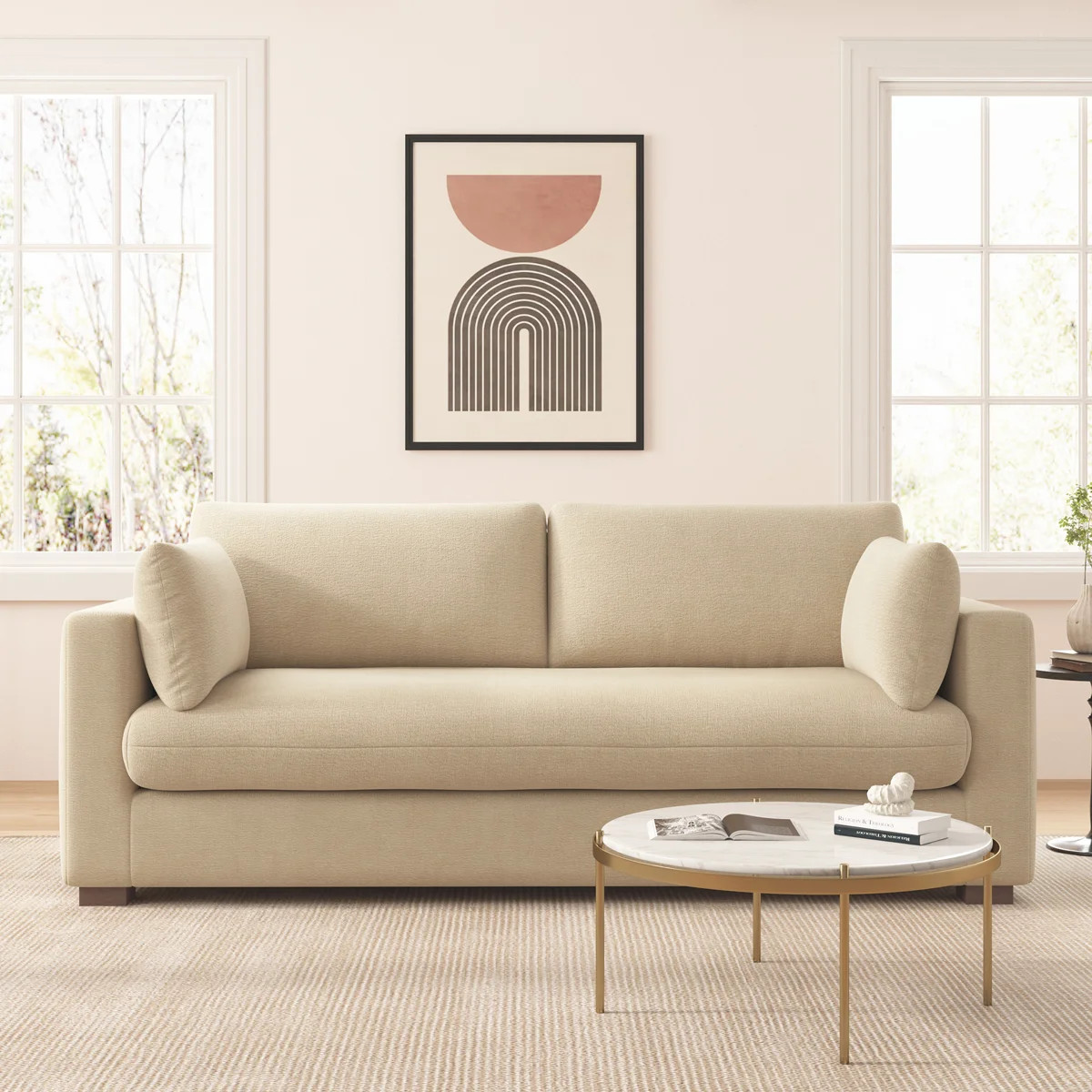 Haven 87.8" W Upholstered Sofa,Beige | Wayfair North America