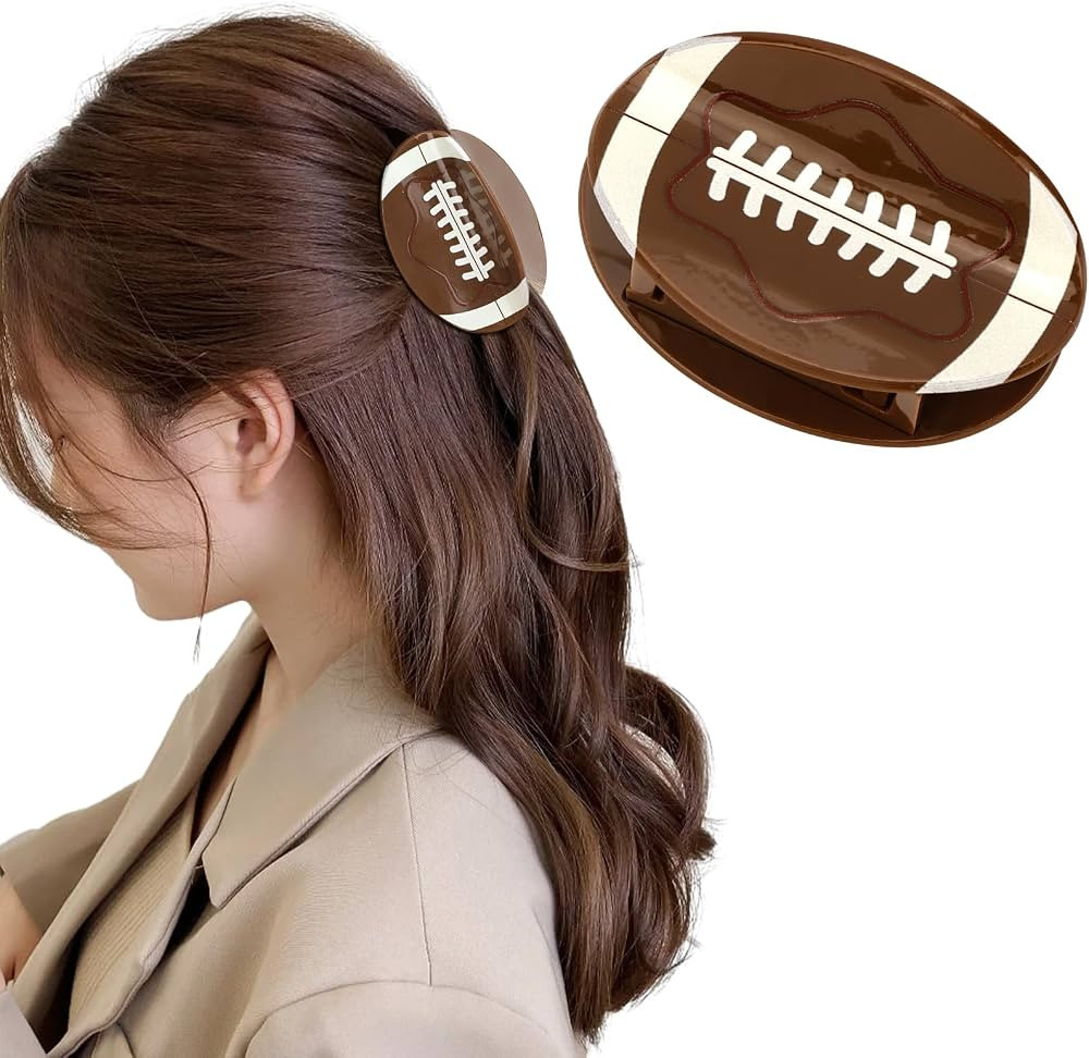 Brown Football Hair Clips, Football Hair Claw Clips Game Day Rugby Hair Accessories Gifts for Wom... | Amazon (US)