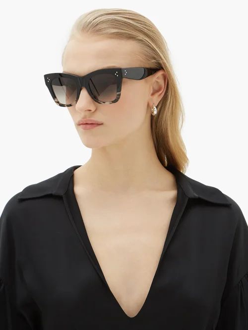 Celine Eyewear - Gradient Square Acetate Sunglasses - Womens - Black Multi | Matches (US)