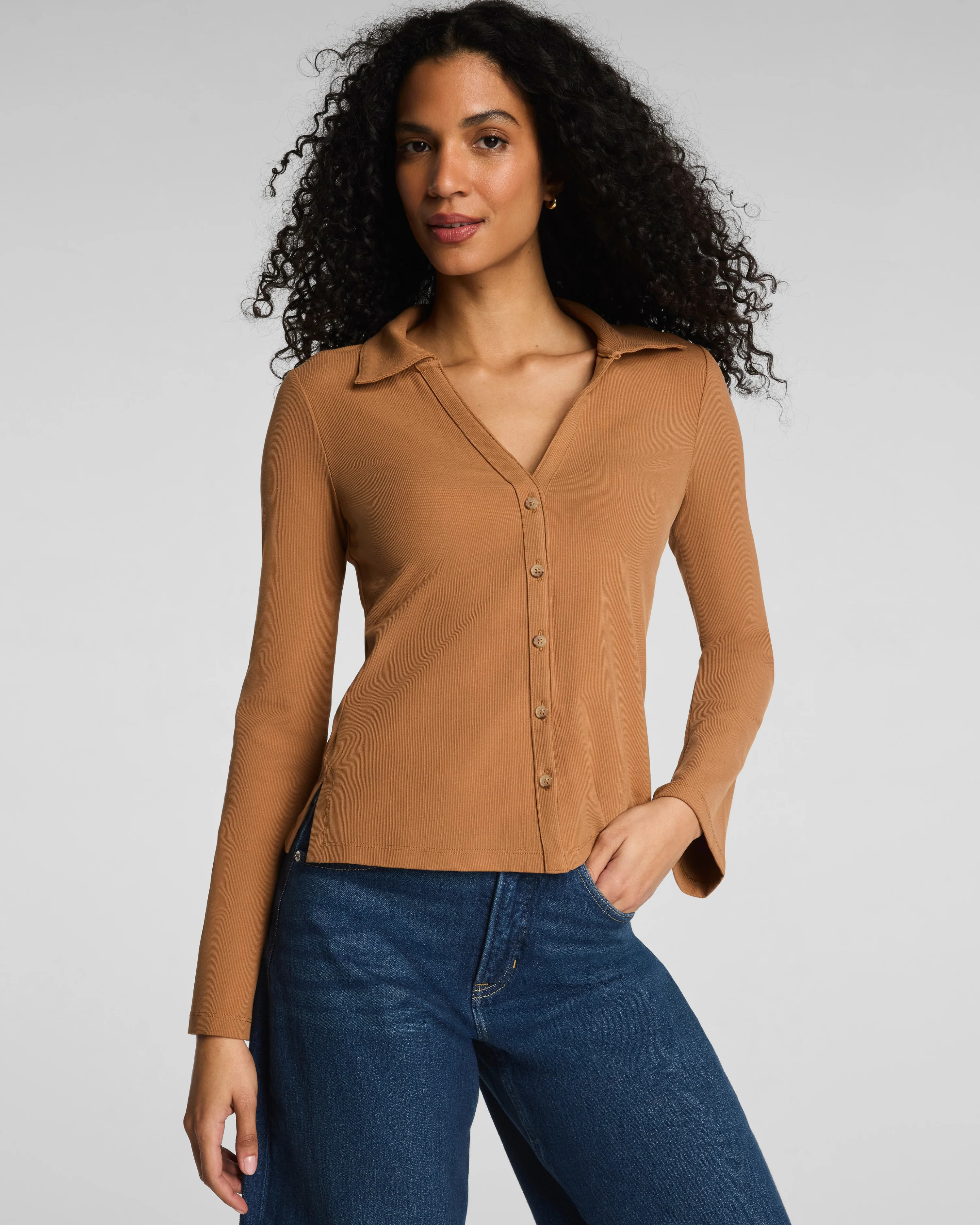 Ribbed Knit Button Down | Spanx