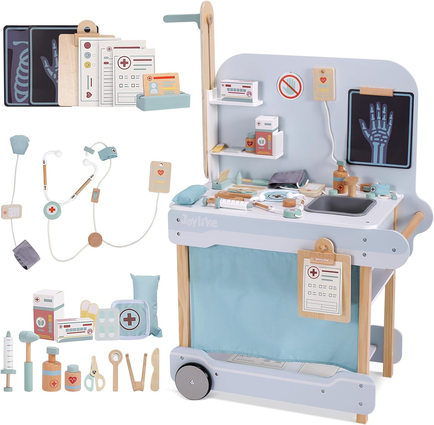 Wooden Doctor Playset, Kids Doctor Kits with 15PCS Accessories,Dr Pretend Playset for Kids/Toddle... | Amazon (US)