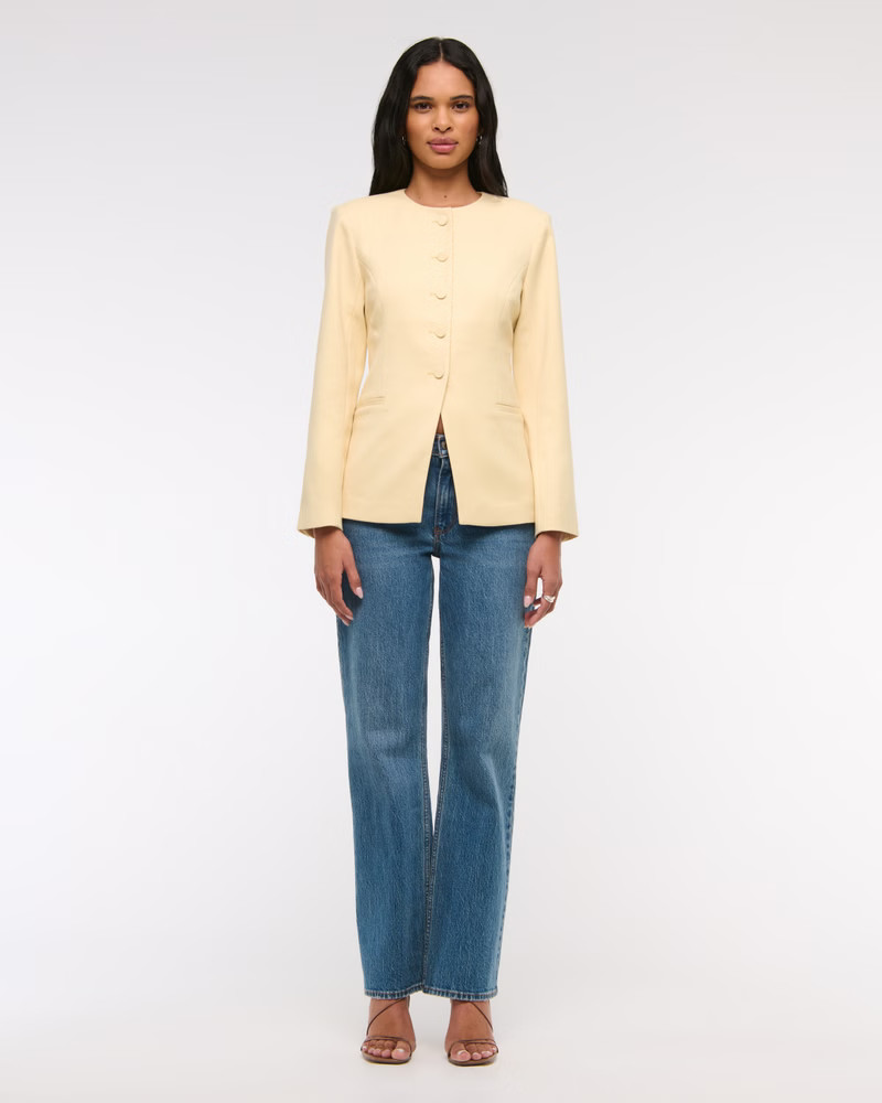 Collarless Suiting Blazer | Abercrombie & Fitch (UK)