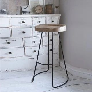 Wooden Saddle Seat Brown Barstool with Tubular Metal Base | Bed Bath & Beyond