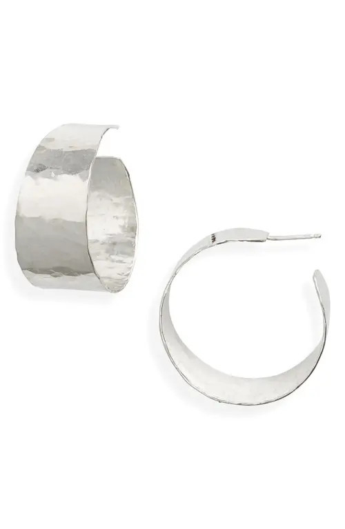 Nashelle Mood Medium Hammered Hoop Earrings in Sterling Silver at Nordstrom | Nordstrom
