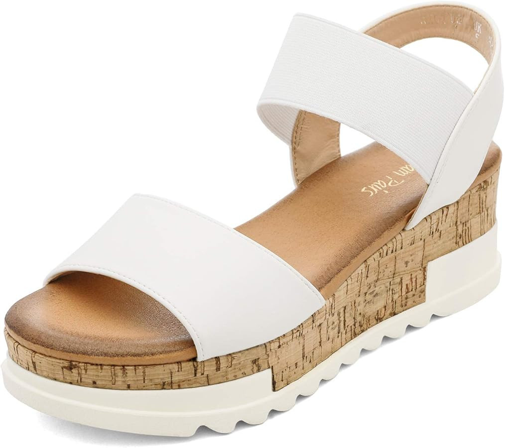 Amazon.com | DREAM PAIRS Womens Open Toe Elastic Strap Casual Flatform Platform Wedges Sandals,Si... | Amazon (US)