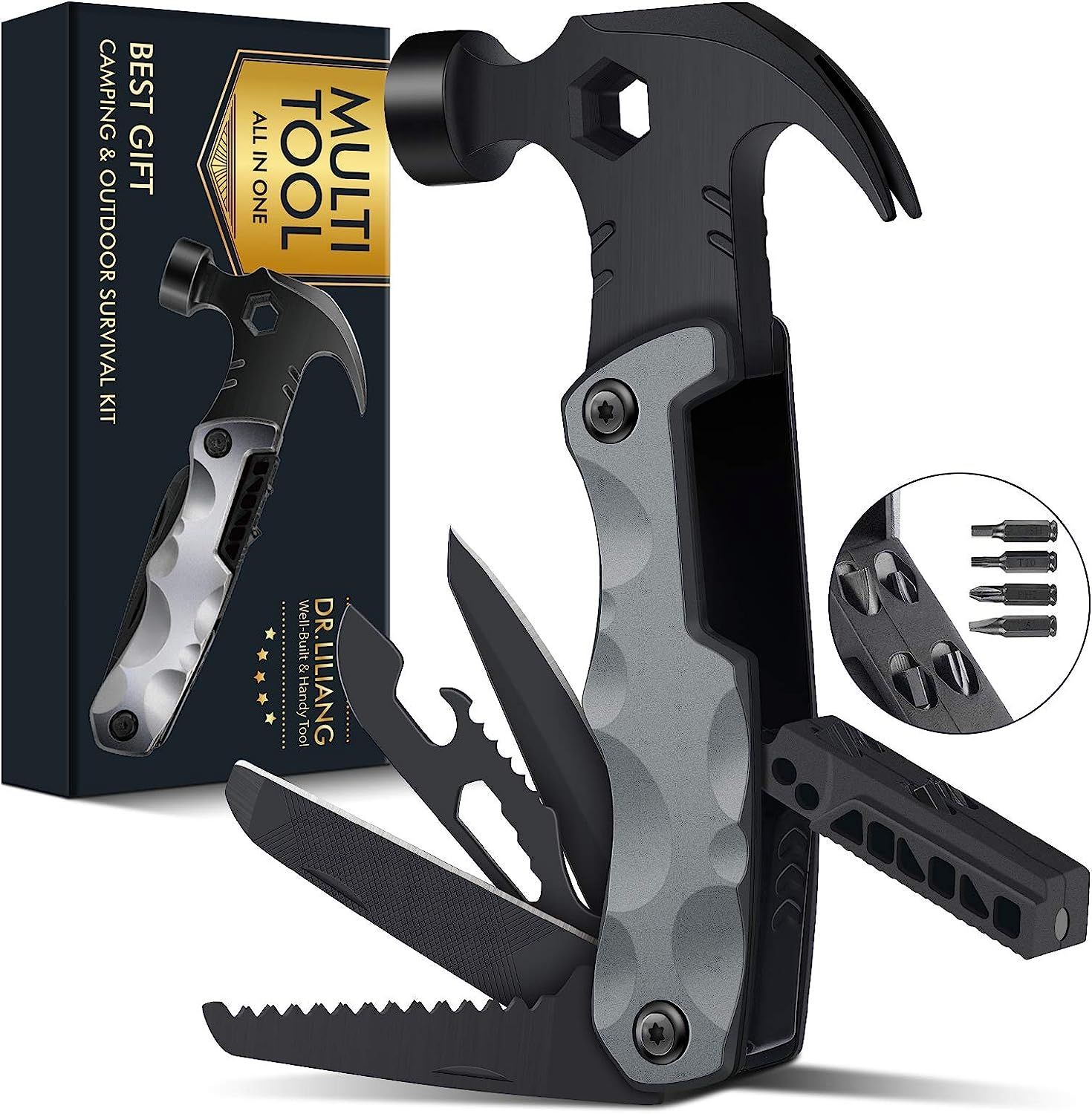 Father's Day Gifts for Dad from Daughter Son Hammer Multitool Camping Accessories, 13 In 1 Pocket... | Amazon (US)