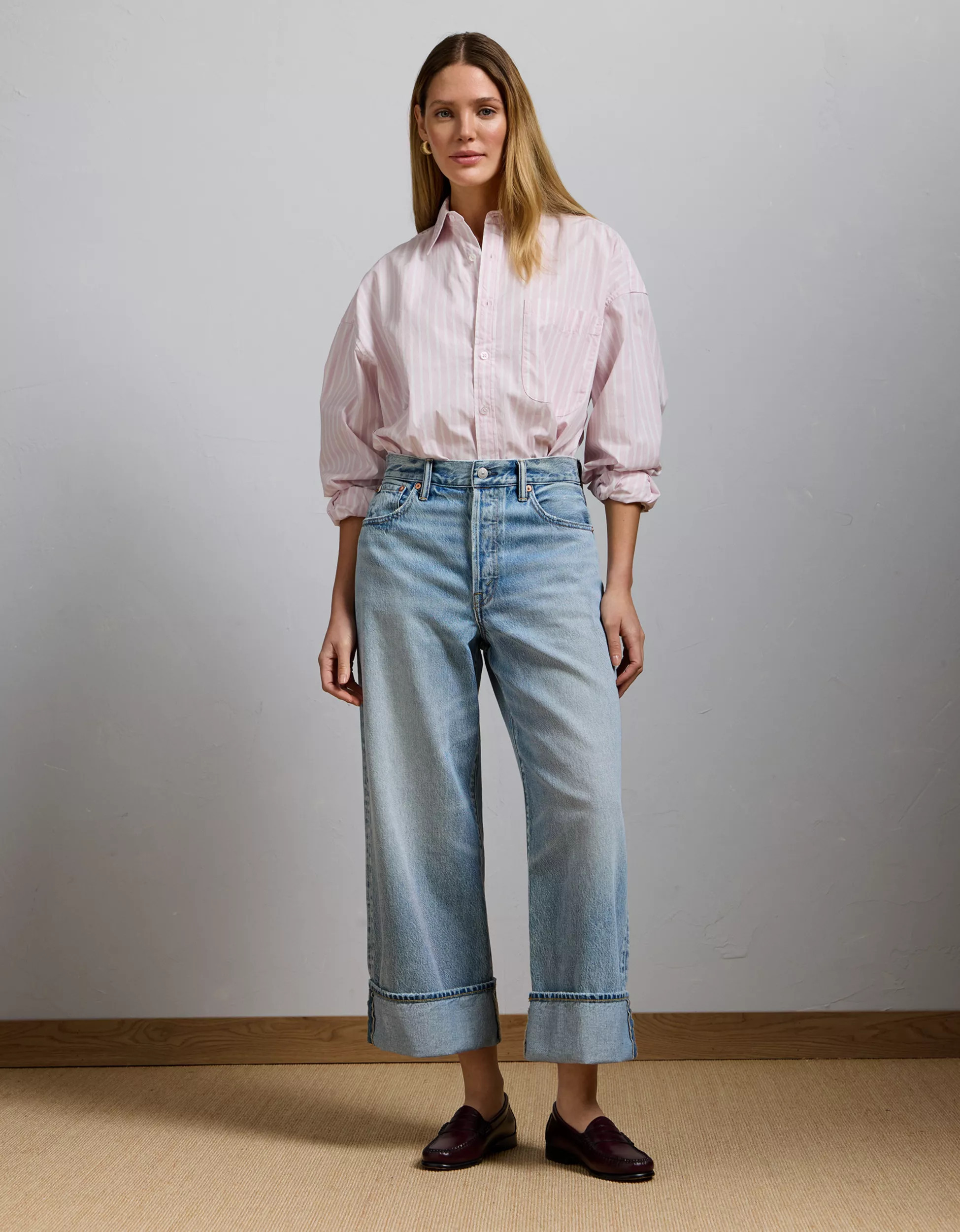 AE77 Premium Wide Crop Cuff Jean | American Eagle Outfitters (US & CA)