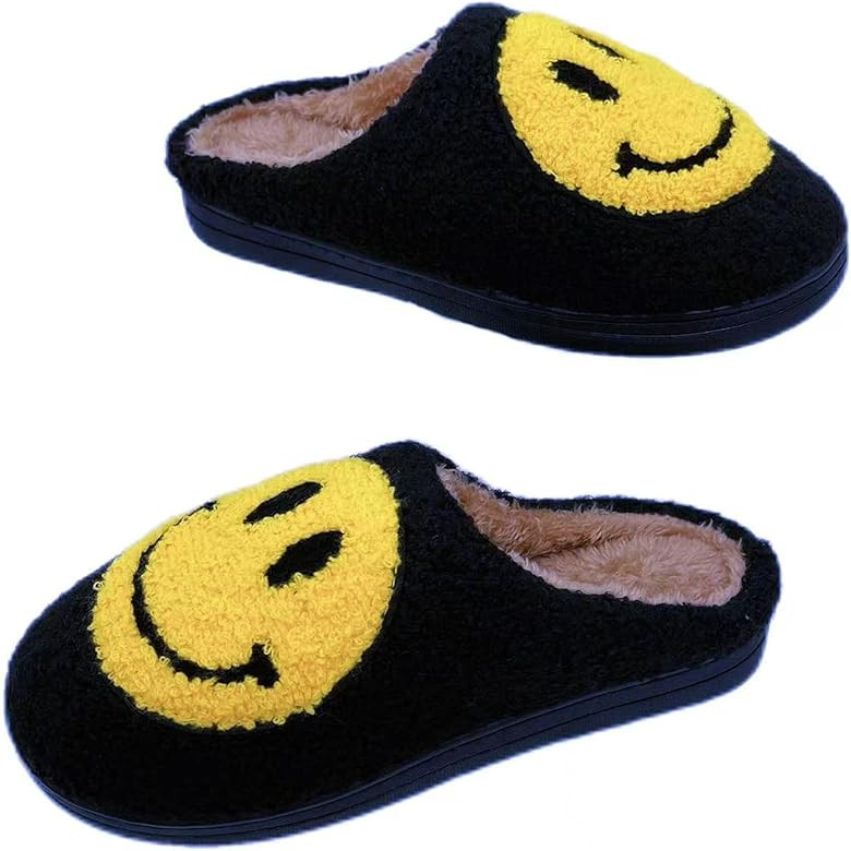 Jcgosmn Smile Face Slippers Women Men Toddlers House Slippers for Kids Waterproof Sole Fuzzy  Sl... | Amazon (US)