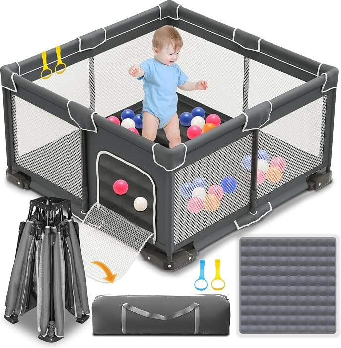 Foldable Playpen for Babies and Toddlers, 50x50 Inches Portable Playpen, Kids Collapsible Play Pe... | Amazon (US)