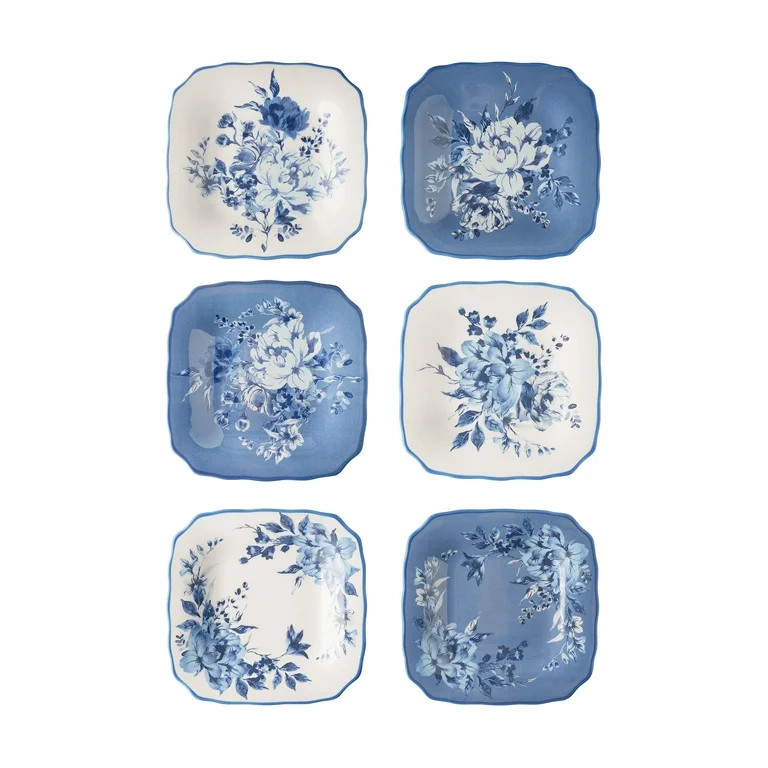 The Pioneer Woman Delilah Stoneware Appetizer Plates, Blue, Set of 6 | Walmart (US)