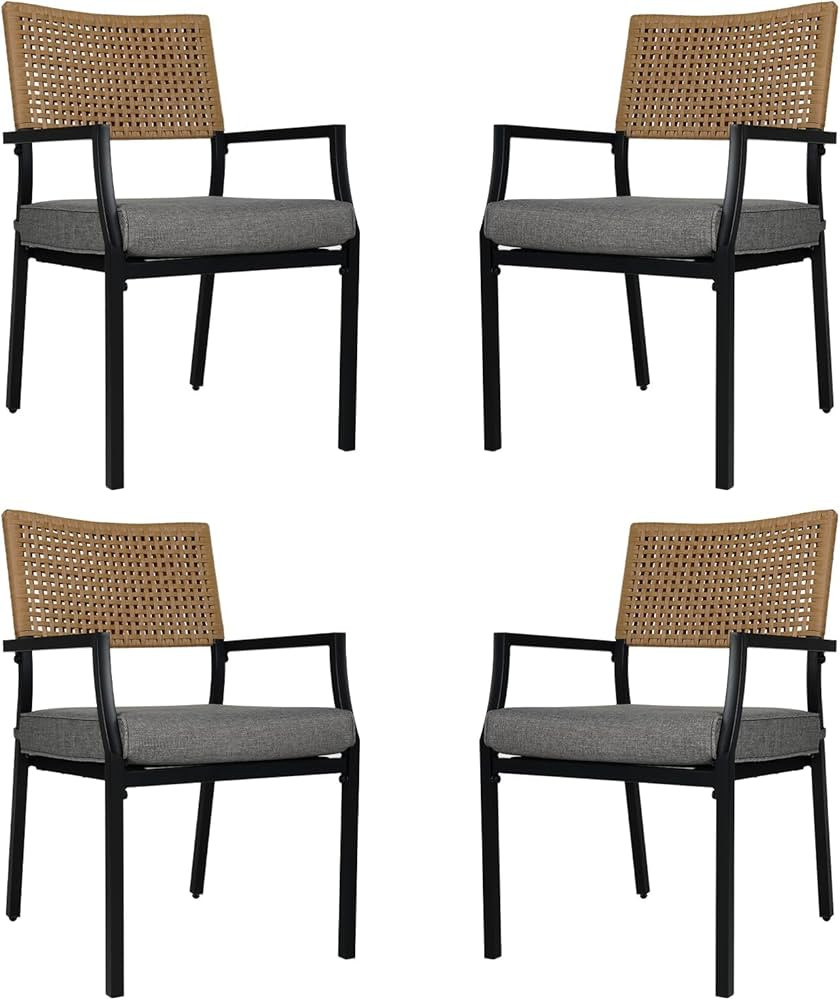 Grand patio Outdoor Dining Chair Set of 4, 4 Pieces Patio Dining Chairs, Stackable Wicker Chairs ... | Amazon (US)