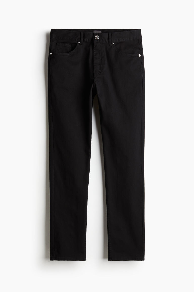 H & M - Slim Fit Cotton Twill Pants - Black | H&M (US + CA)